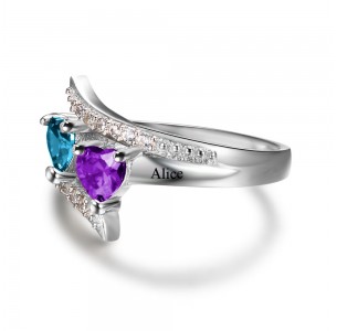 Birthstone mother's Ring, Sterling Silver Personalized Engravable Ring JEWJORI10249